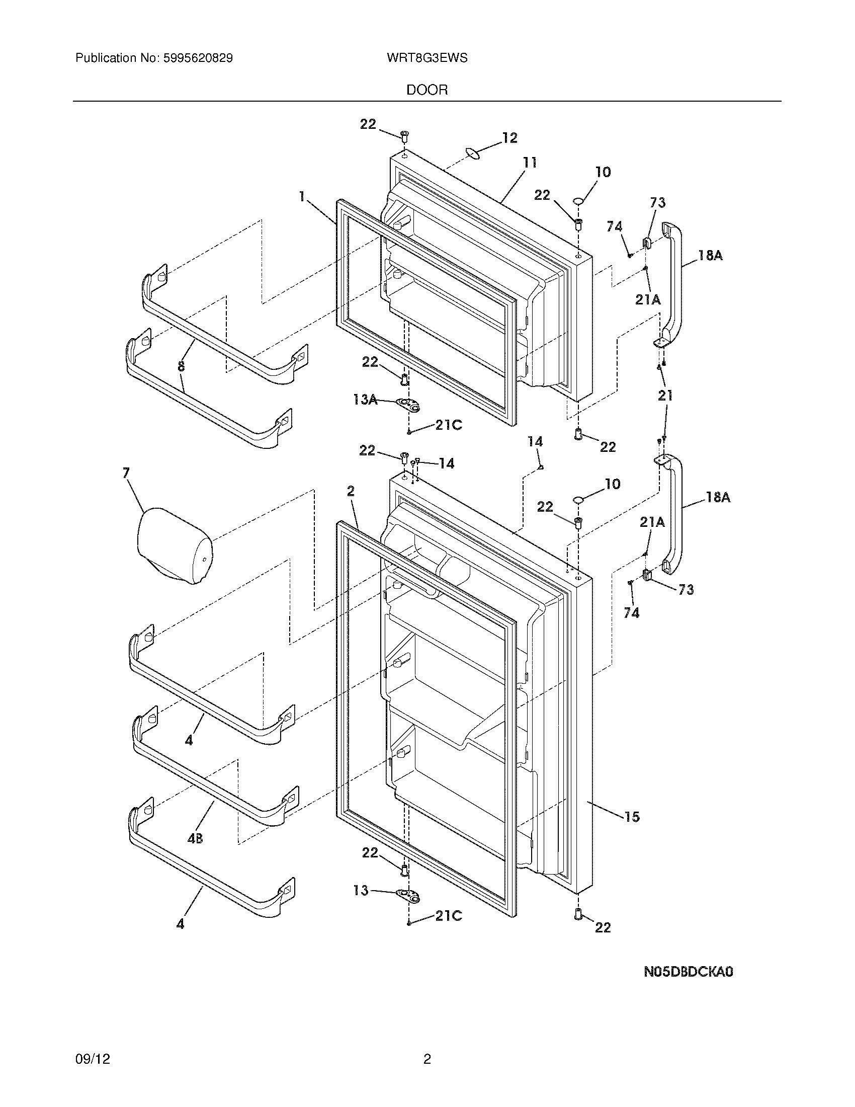 03 - DOORS Diagram and Parts List for WRT8G3EWS  Frigidaire Refrigerator