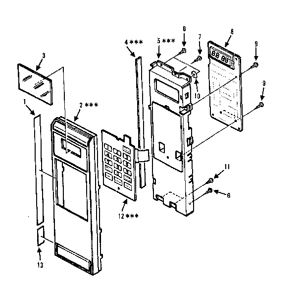Control Panel Parts Diagram and Parts List for 5648804180  Kenmore Microwave