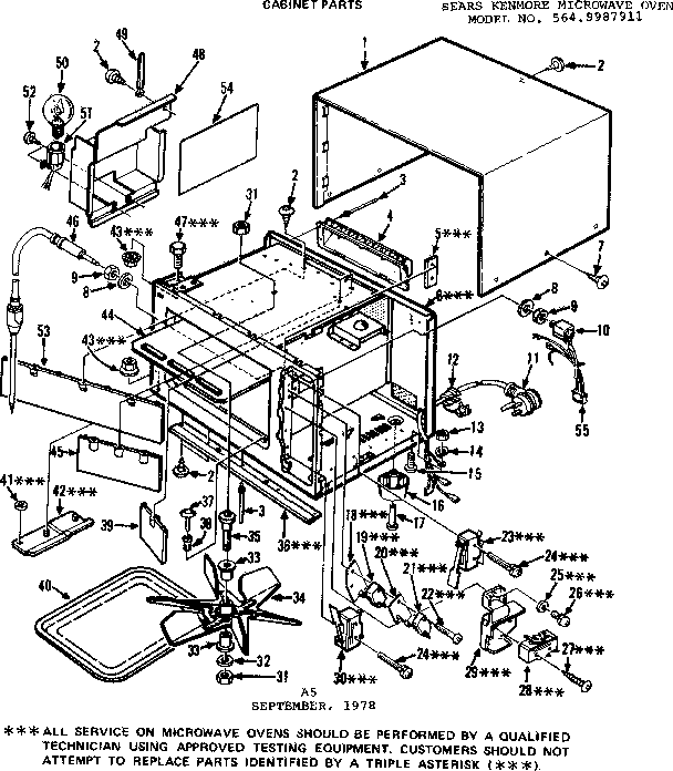 Cabinet Parts Diagram and Parts List for 5649987911  Kenmore Microwave