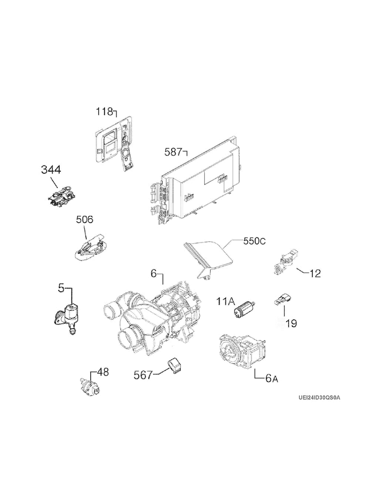 Electrical Parts Diagram and Parts List for EI24ID30QB3B  Electrolux Dishwasher