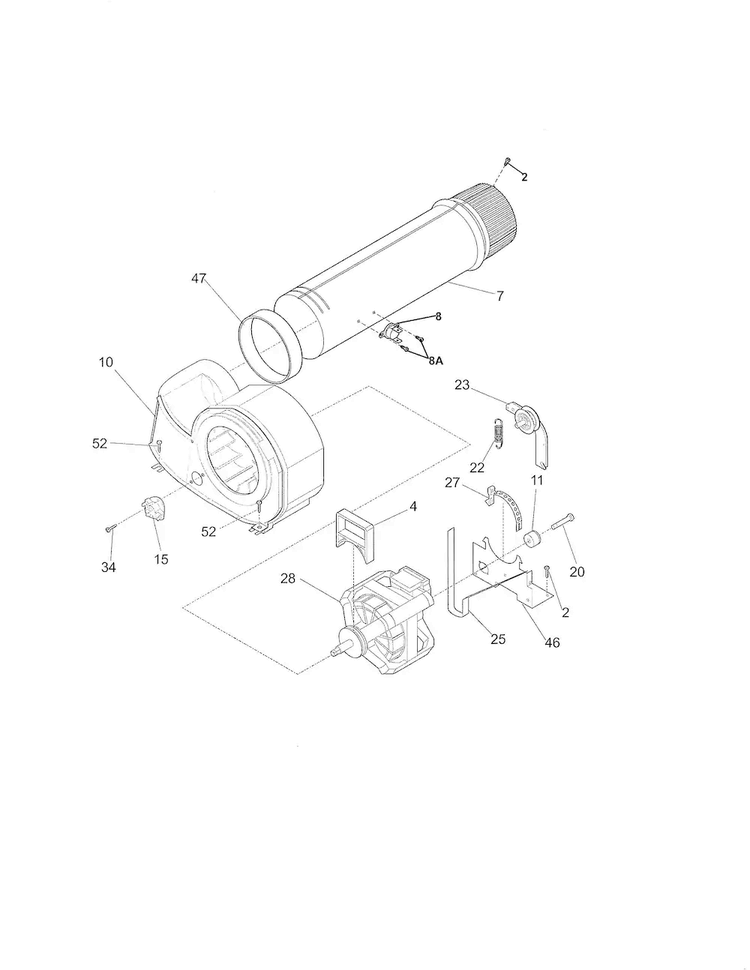 Motor Diagram and Parts List for FASE7021NW0  Frigidaire Dryer