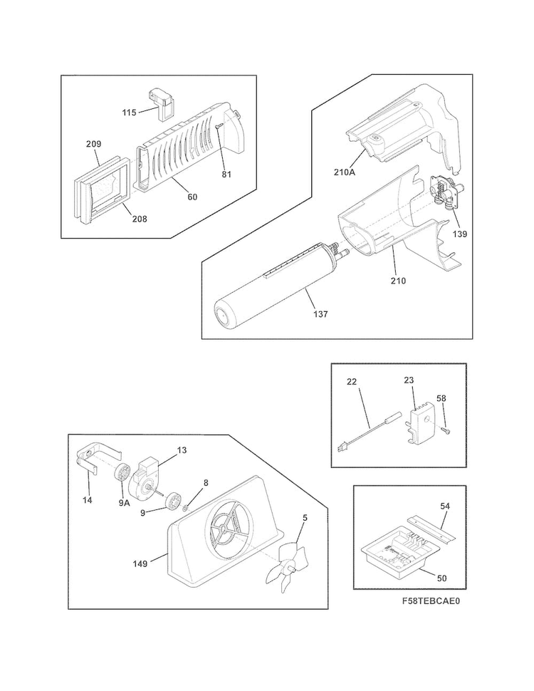 Controls Diagram and Parts List for DGUS2645LF5  Frigidaire Refrigerator