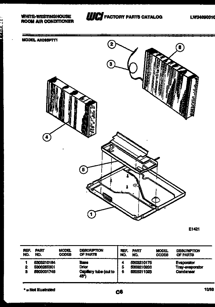 UNIT PARTS Diagram and Parts List for AH066P7T1  Frigidaire Air Conditioner