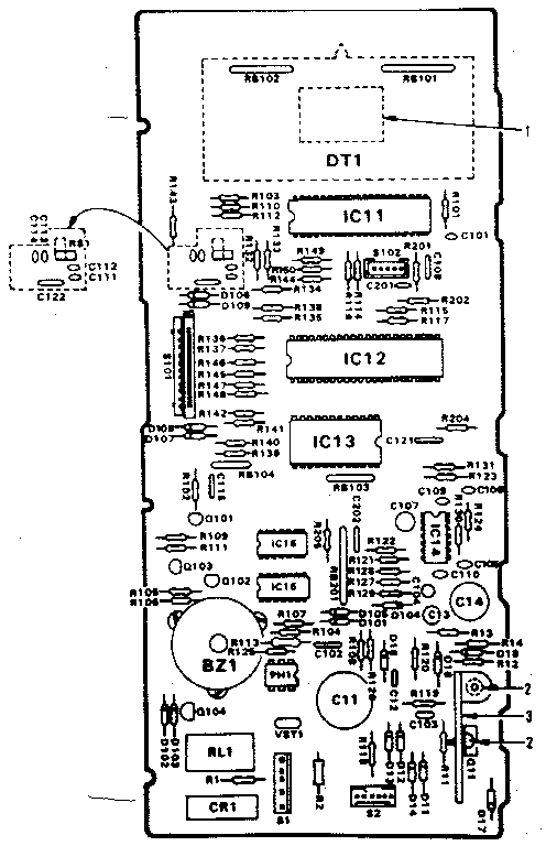 Power And Control Circuit Board Diagram and Parts List for 5648898611  Kenmore Microwave