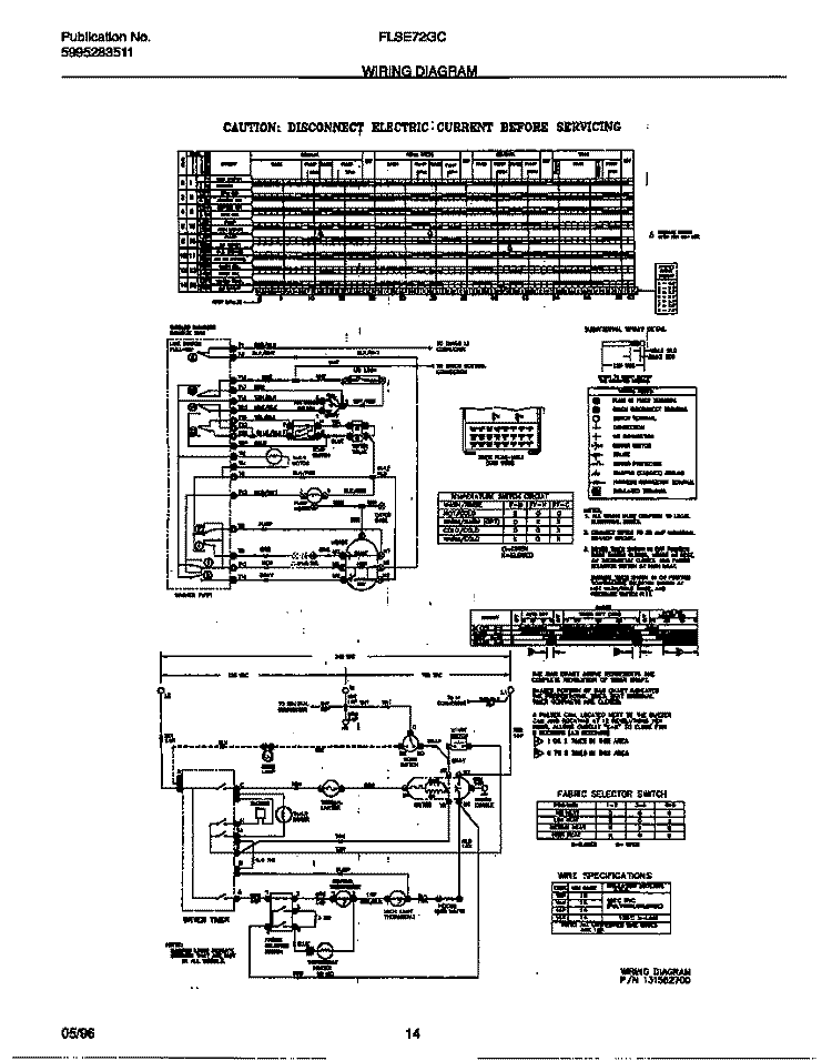 WIRING DIAGRAM Diagram and Parts List for FLSE72GCS3  Frigidaire Washer Dryer Combo