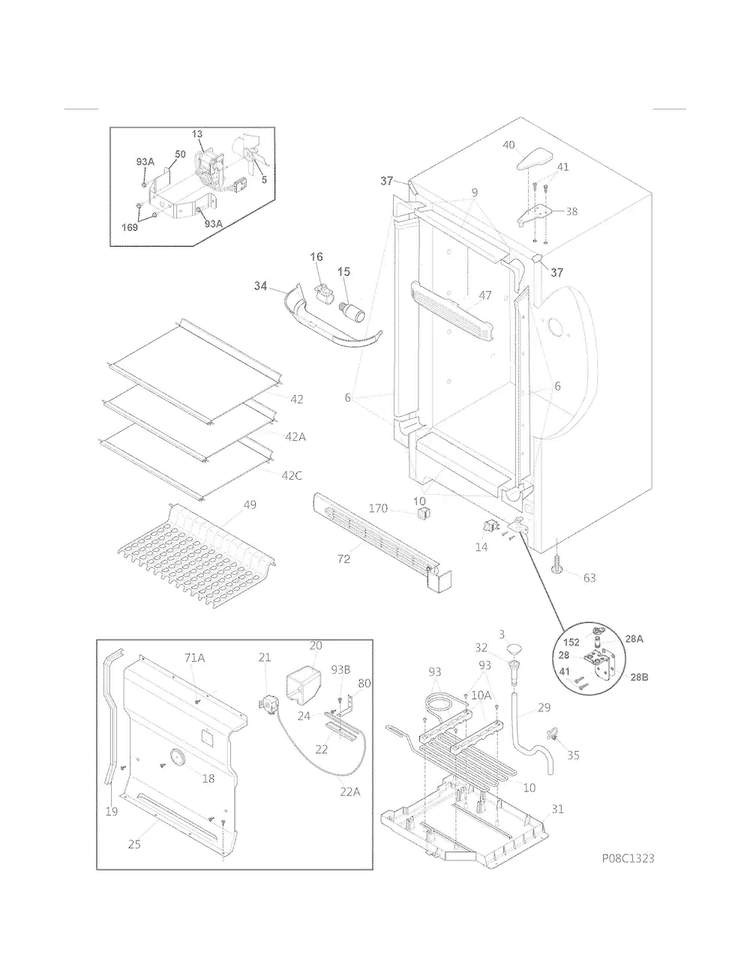 Cabinet Diagram and Parts List for 25370722410  Kenmore Refrigerator