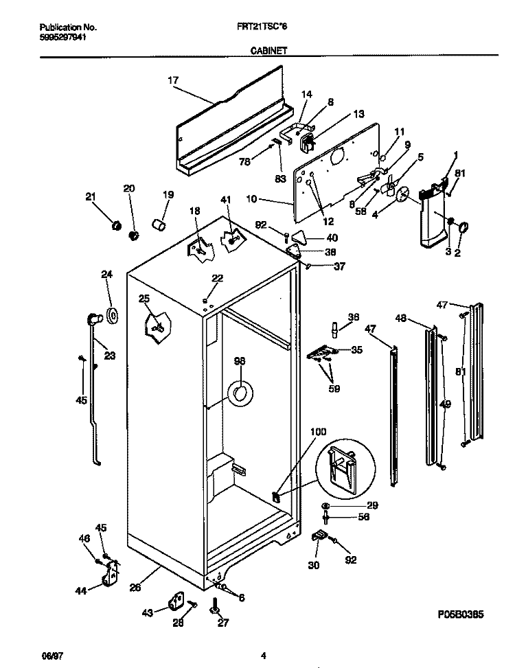 CABINET Diagram and Parts List for FRT21TSCW6  Frigidaire Refrigerator