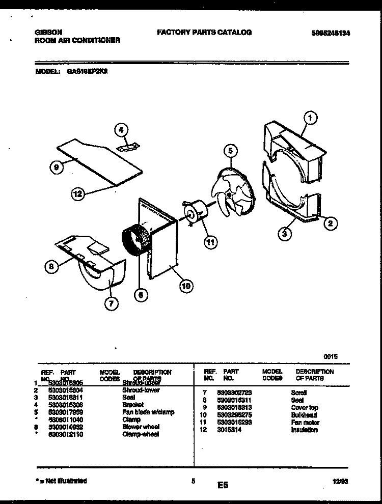 AIR HANDLING PARTS Diagram and Parts List for GAS18EP2K2  Gibson Air Conditioner