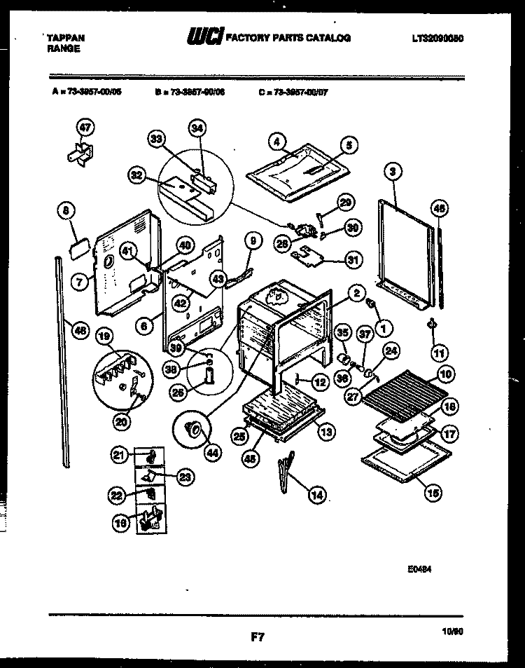 LOWER BODY PARTS Diagram and Parts List for 73-3957-23-06  Tappan Range