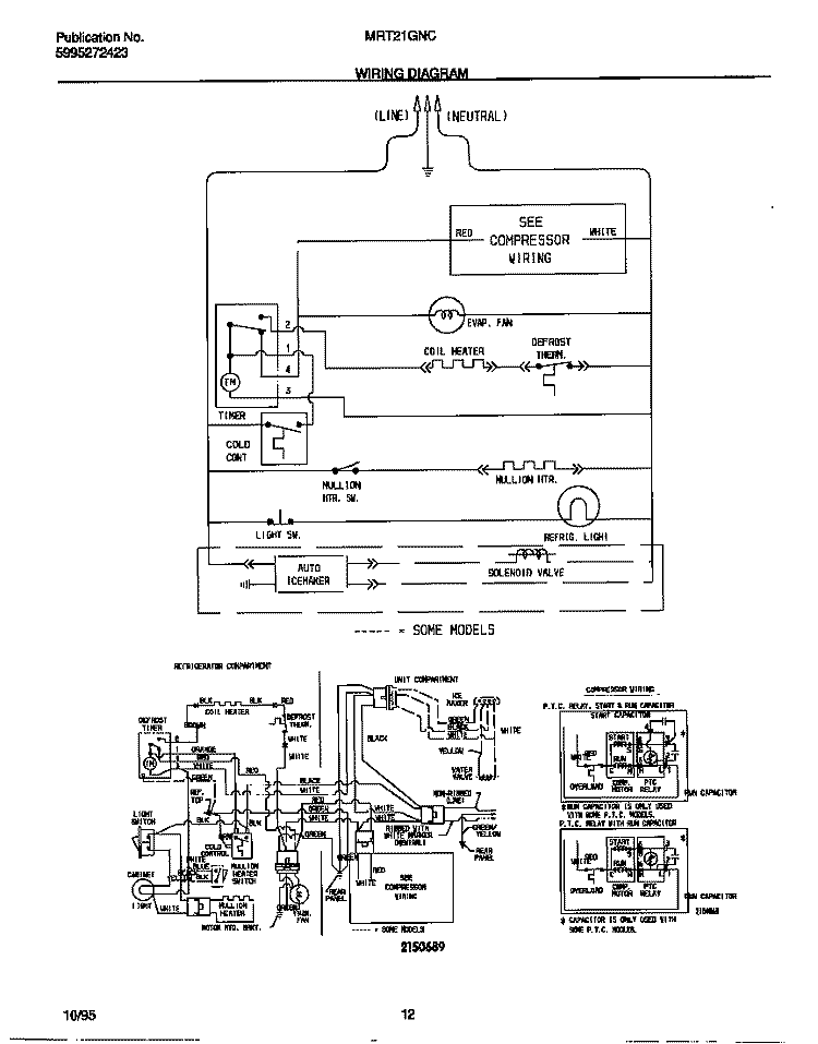 WIRING DIAGRAM Diagram and Parts List for MRT21GNCD1  Frigidaire Refrigerator