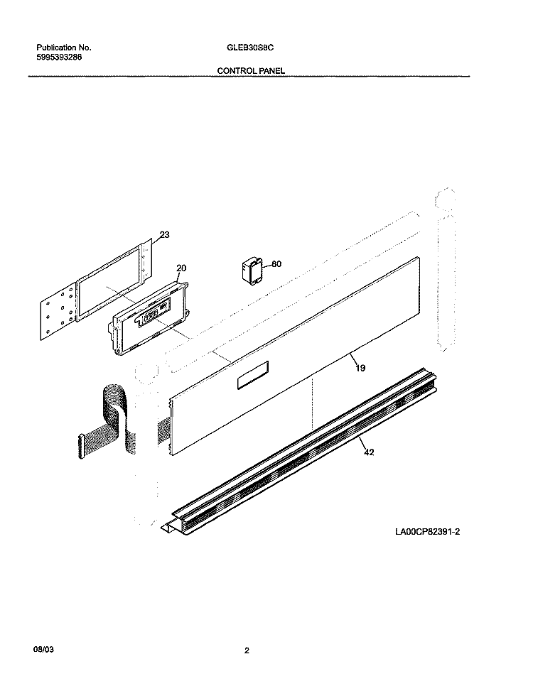 CONTROL PANEL Diagram and Parts List for GLEB30S8CSB  Frigidaire Wall Oven