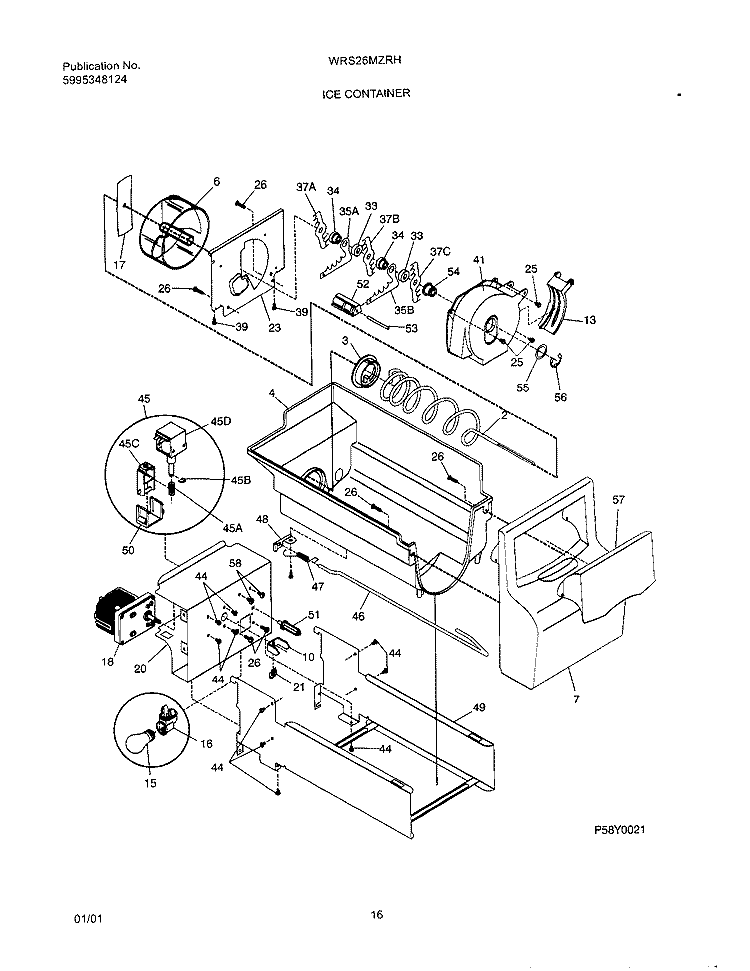 ICE CONTAINER Diagram and Parts List for WRS26MZRHD0  Westinghouse Refrigerator