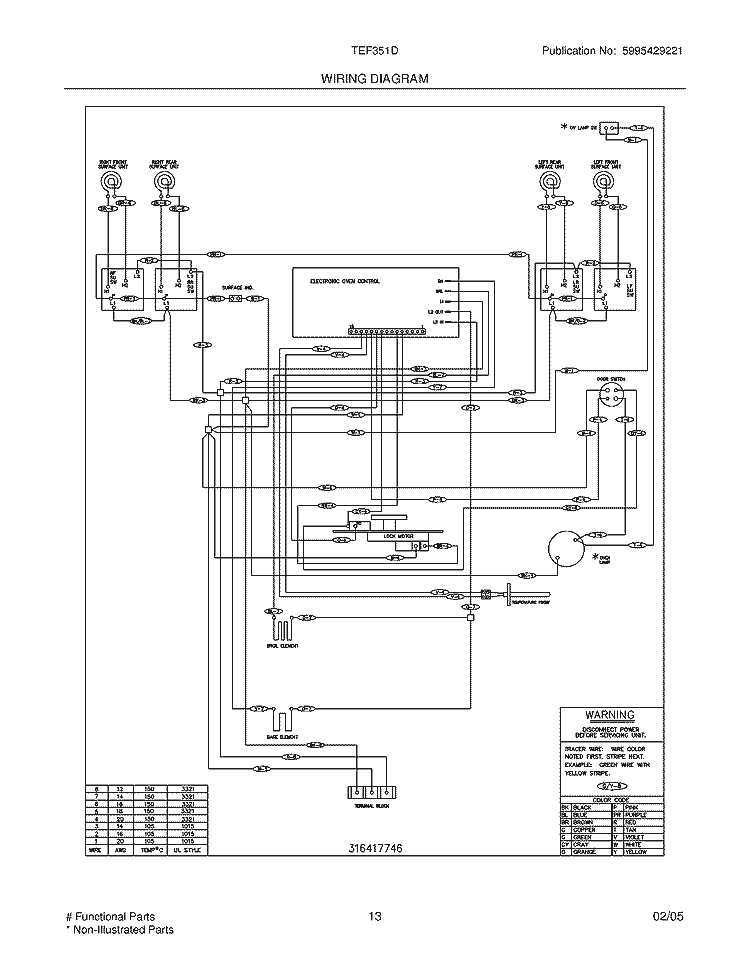 WIRING DIAGRAM Diagram and Parts List for TEF351DUB  Tappan Range
