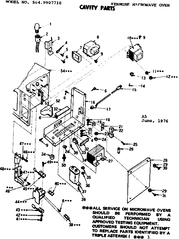 Cavity Parts Diagram and Parts List for 5649907710  Kenmore Microwave