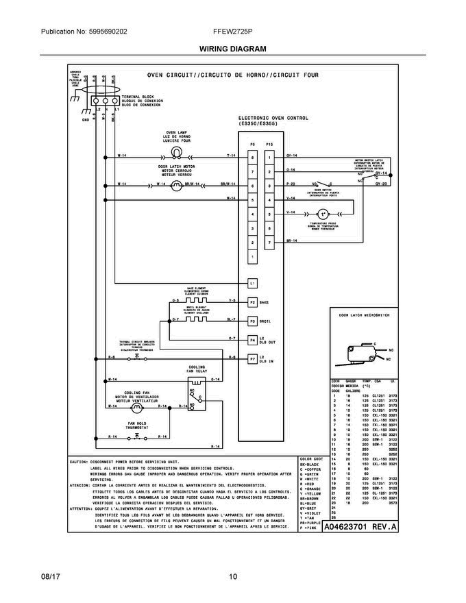 05 - Wiring Diagram Diagram and Parts List for FFEW2725PBE  Frigidaire Range