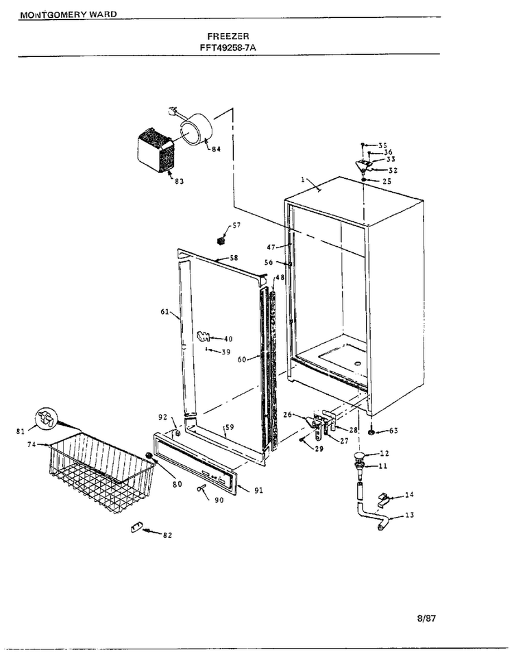 Freezer Page 3 Diagram and Parts List for 49258-7A  Frigidaire Freezer