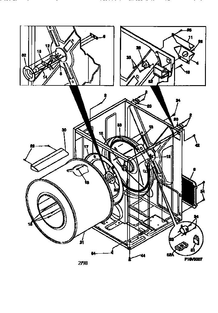 Cabinet/drum Diagram and Parts List for FSE747GC  Frigidaire Dryer