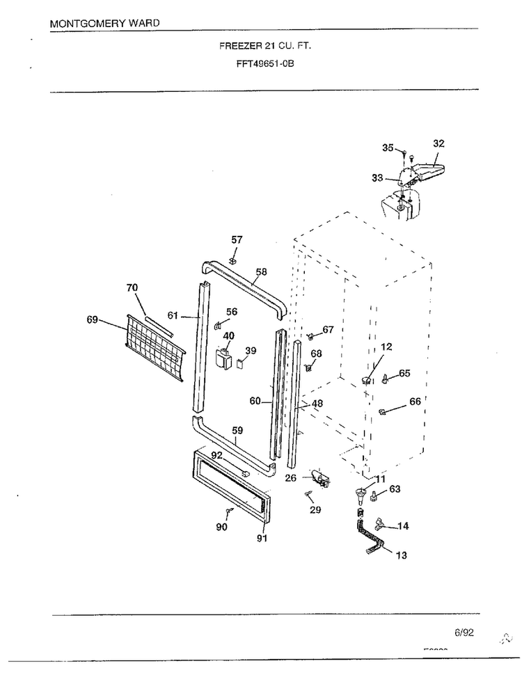 Freezer 21 Cubic Feet Page 3 Diagram and Parts List for 49651-0B  Frigidaire Freezer