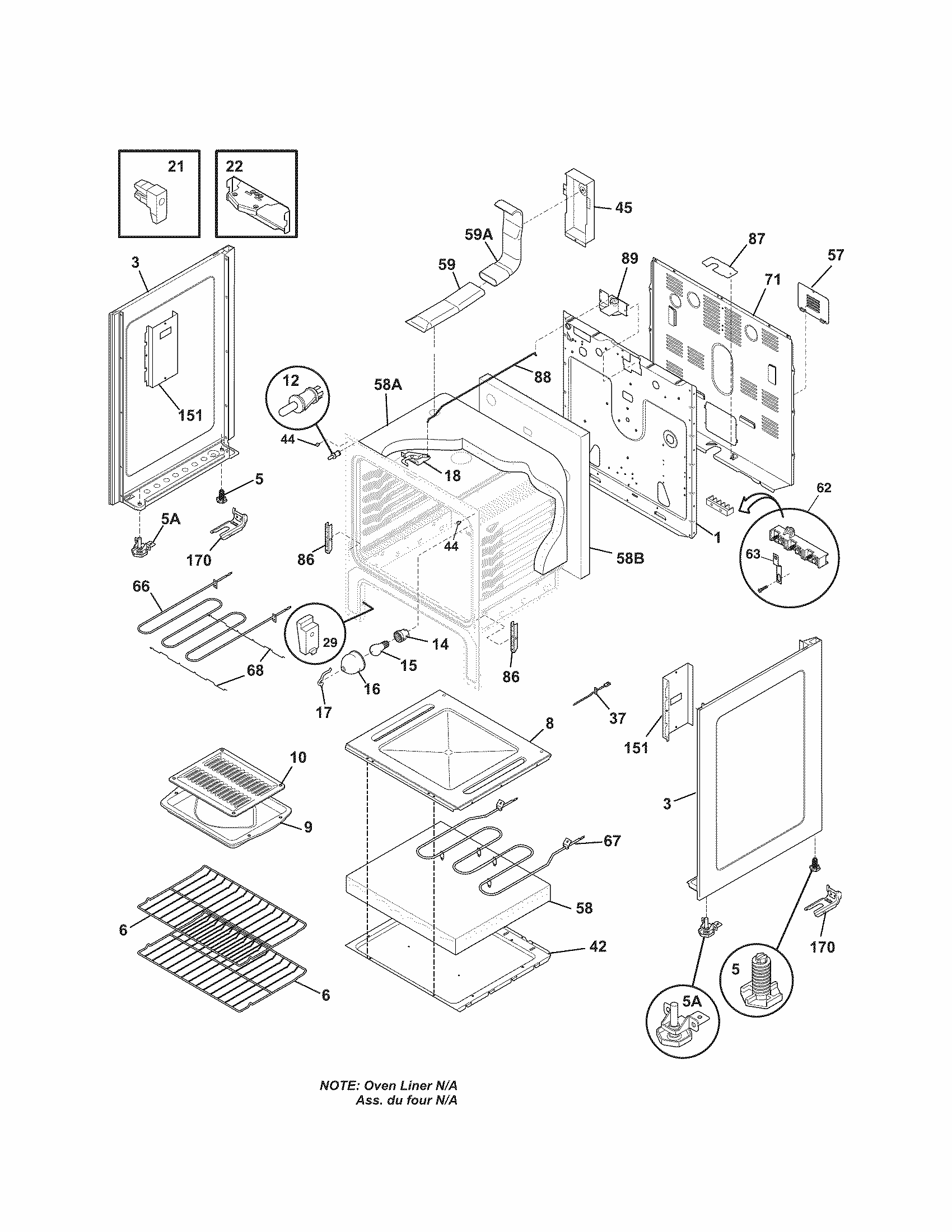 Body Diagram and Parts List for 79092203017  Kenmore Range