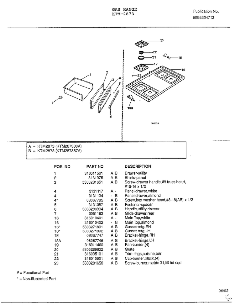 Gas Range Page 10 Diagram and Parts List for 2873  Frigidaire Range