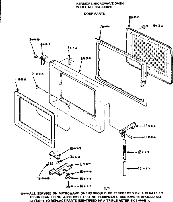 Door Parts Diagram and Parts List for 5649908210  Kenmore Microwave