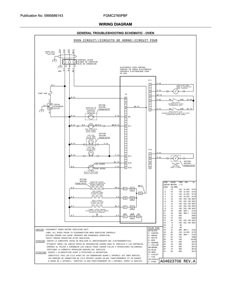 Wiring Diagram Diagram and Parts List for FGMC2765PBF  Frigidaire Microwave Oven Combo