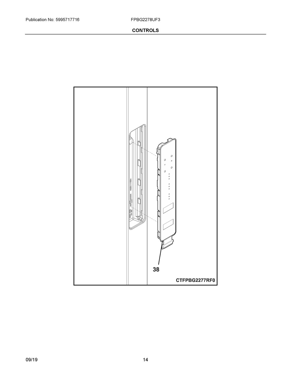 Controls Diagram and Parts List for FPBG2278UF3  Frigidaire Refrigerator