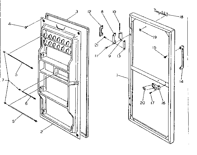 Door Parts Diagram and Parts List for 253T9CL  Kenmore Refrigerator