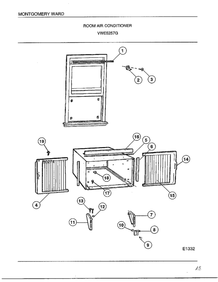 Room Air Conditioner Diagram and Parts List for 5257G  Frigidaire Air Conditioner
