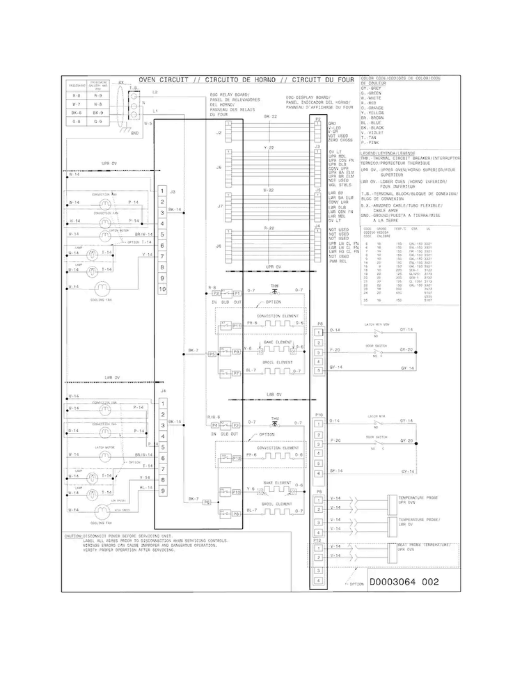 Wiring Diagram Diagram and Parts List for FGET3065PFA  Frigidaire Wall Oven
