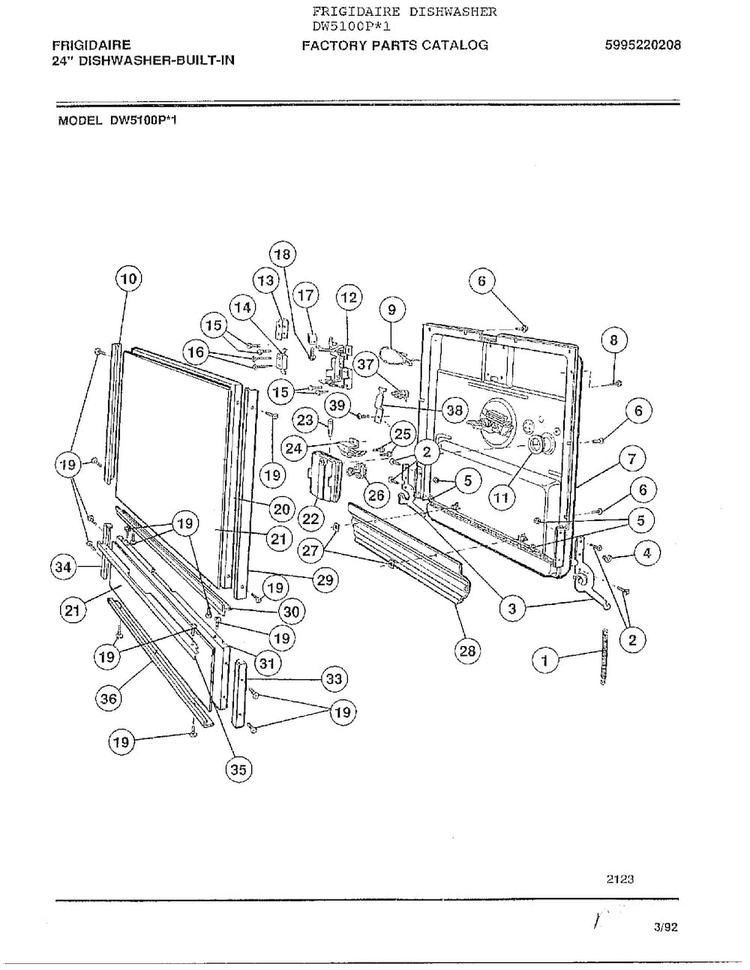 Misc./literature/optional Parts  Page 3 Diagram and Parts List for DW5100P*1  Frigidaire Dishwasher
