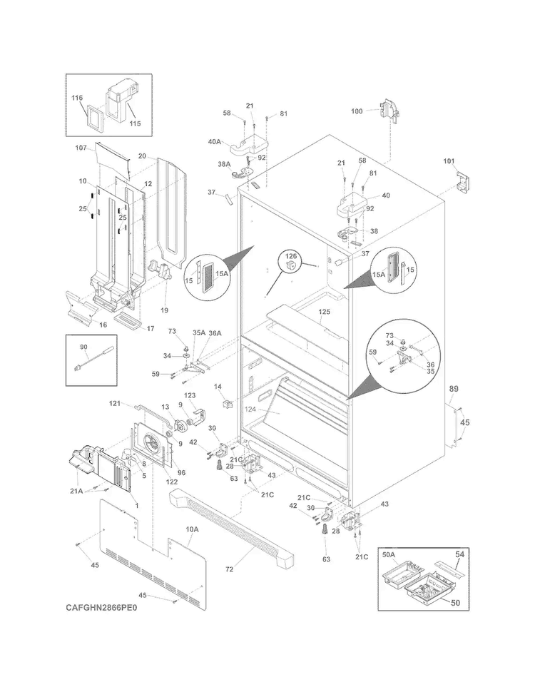 Cabinet Diagram and Parts List for FGHN2866PF2  Frigidaire Refrigerator