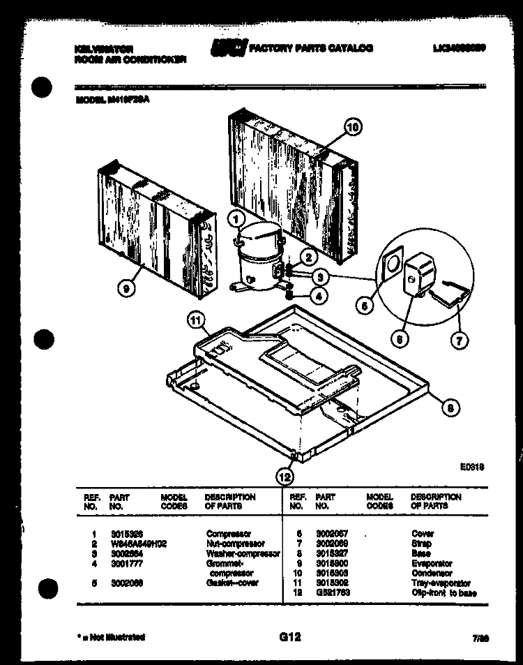 UNIT PARTS Diagram and Parts List for M418F2SA  Kelvinator Air Conditioner