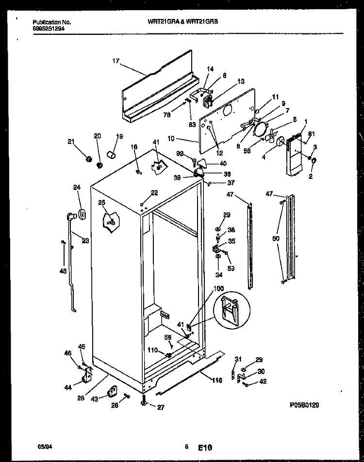 CABINET Diagram and Parts List for WRT21GRBW0  Frigidaire Refrigerator