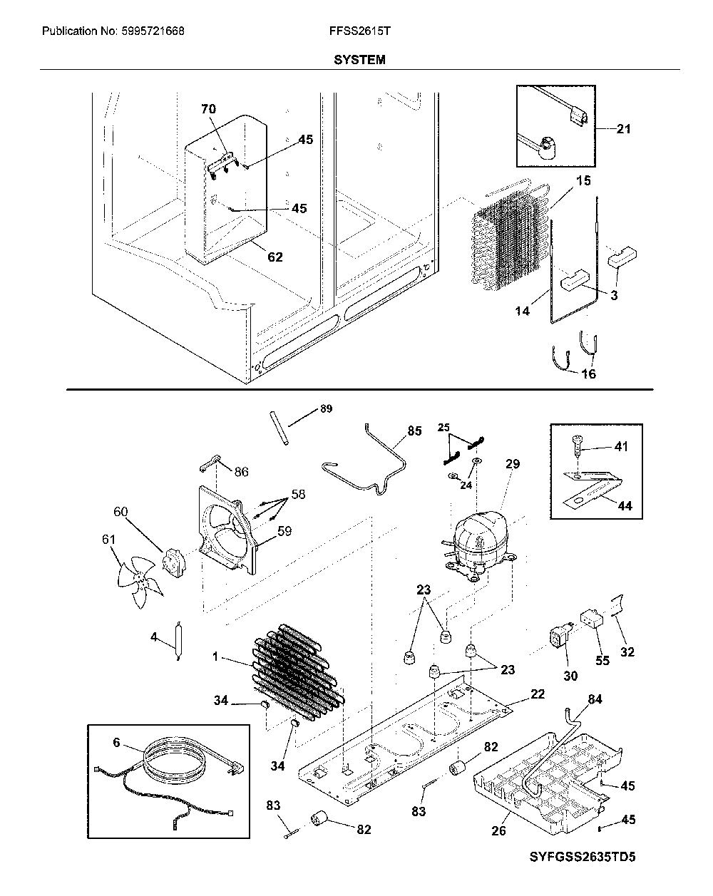 System Diagram and Parts List for FFSS2615TP4  Frigidaire Refrigerator