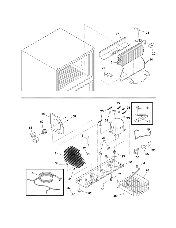 System Diagram and Parts List for CFHT1842PS0  Frigidaire Refrigerator