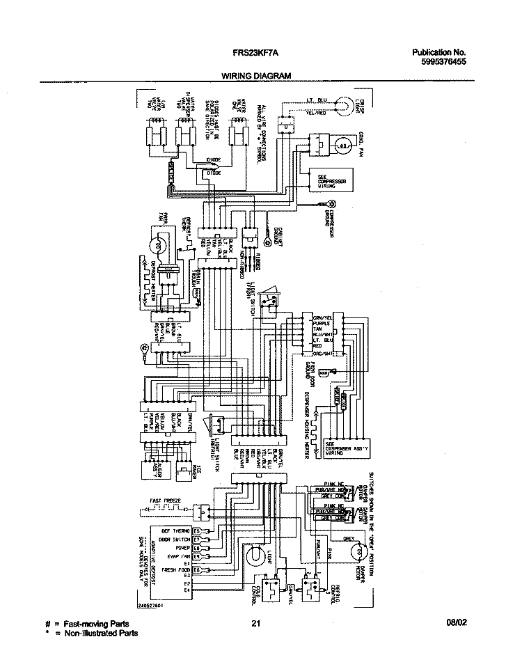 WIRING DIAGRAM Diagram and Parts List for FRS23KF7AB6  Frigidaire Refrigerator