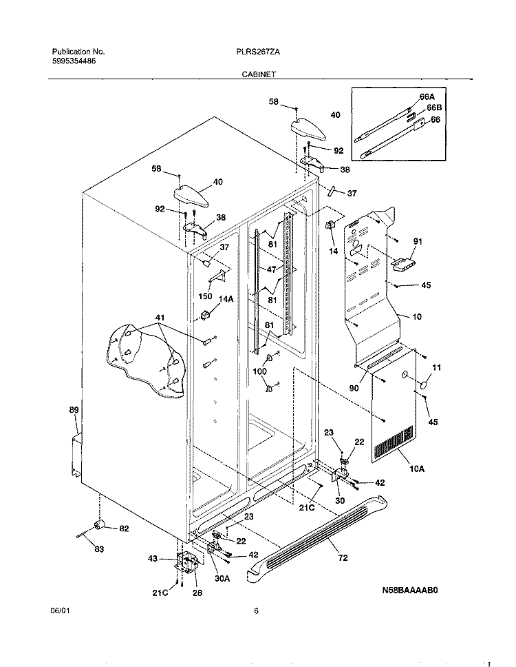 CABINET Diagram and Parts List for PLRS267ZAB1  Frigidaire Refrigerator