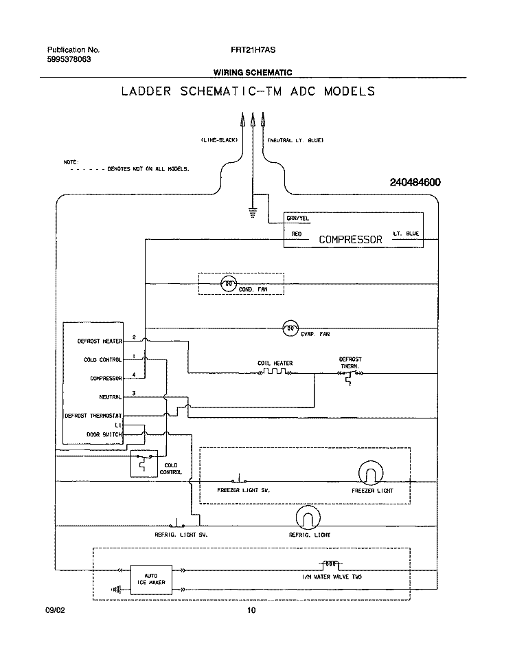 WIRING SCHEMATIC Diagram and Parts List for FRT21H7ASK1  Frigidaire Refrigerator