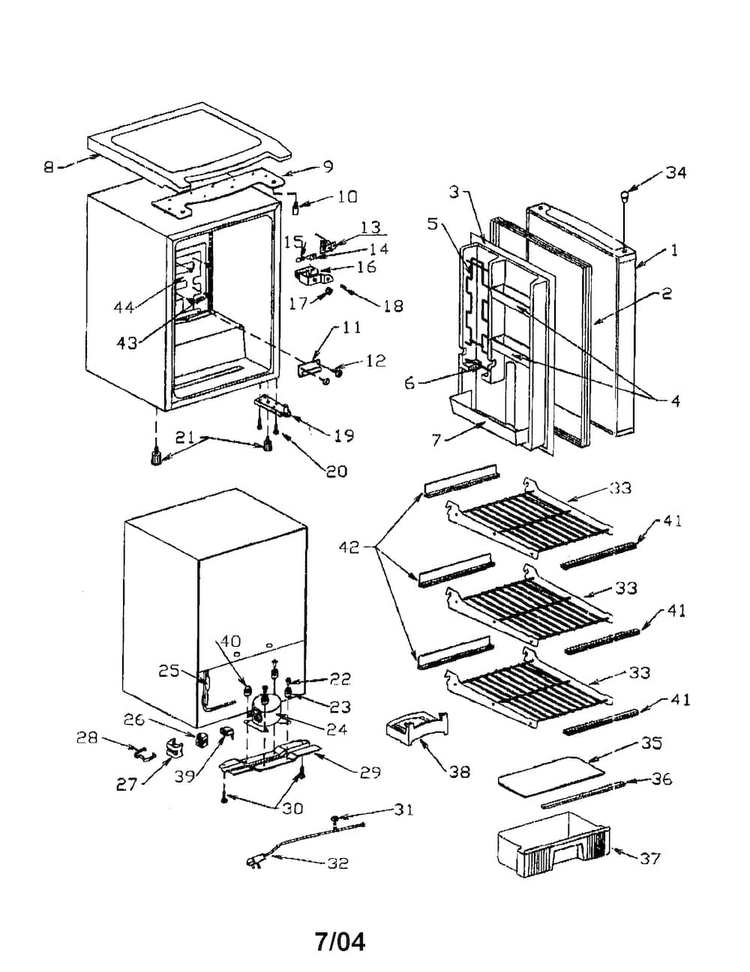 Compact Refrigerator Assembly Diagram and Parts List for 56491495100  Kenmore Refrigerator