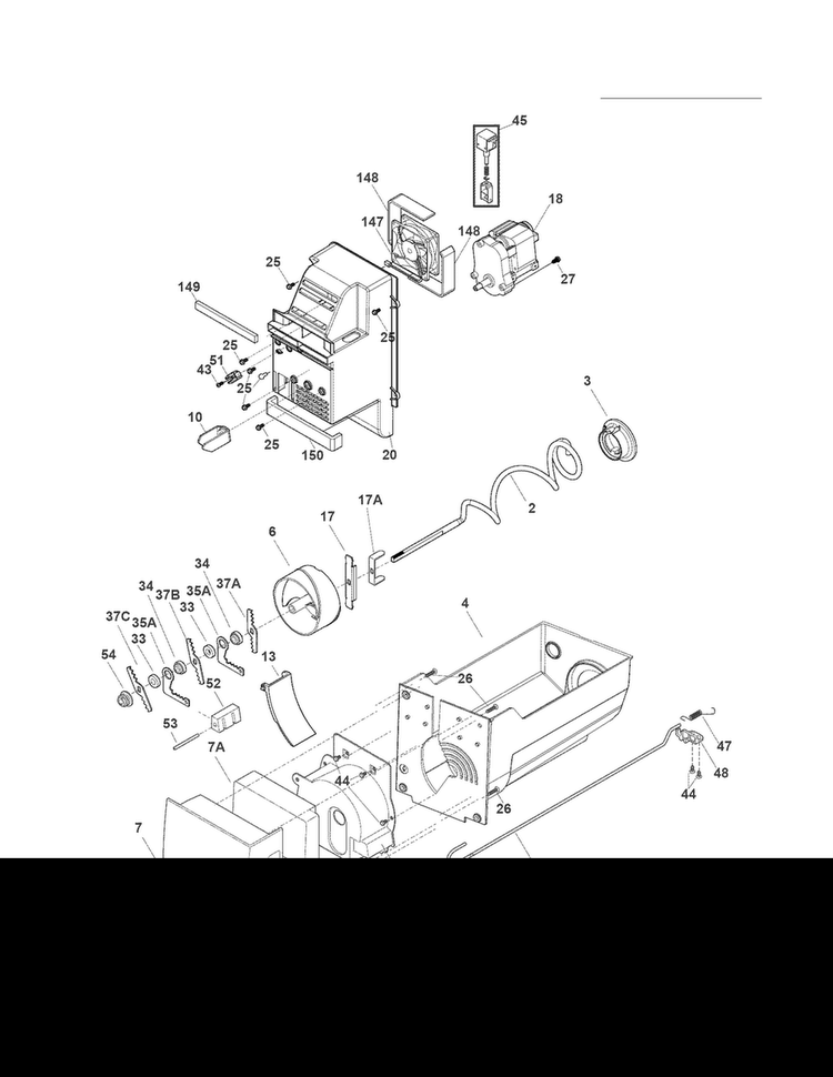 Ice Container Diagram and Parts List for FGHF2369MF5  Frigidaire Refrigerator