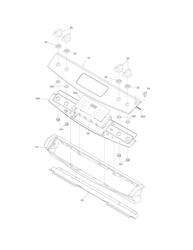 Backguard Diagram and Parts List for FFGS3025PBA  Frigidaire Range