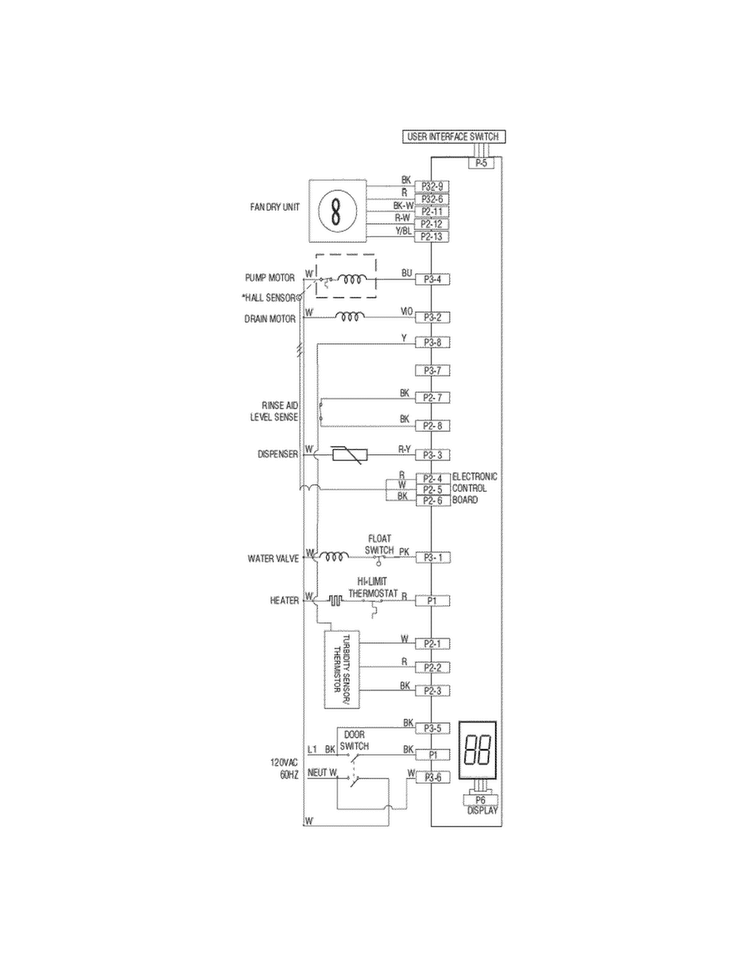 Wiring Diagram Diagram and Parts List for FFID2421QS0A  Frigidaire Dishwasher