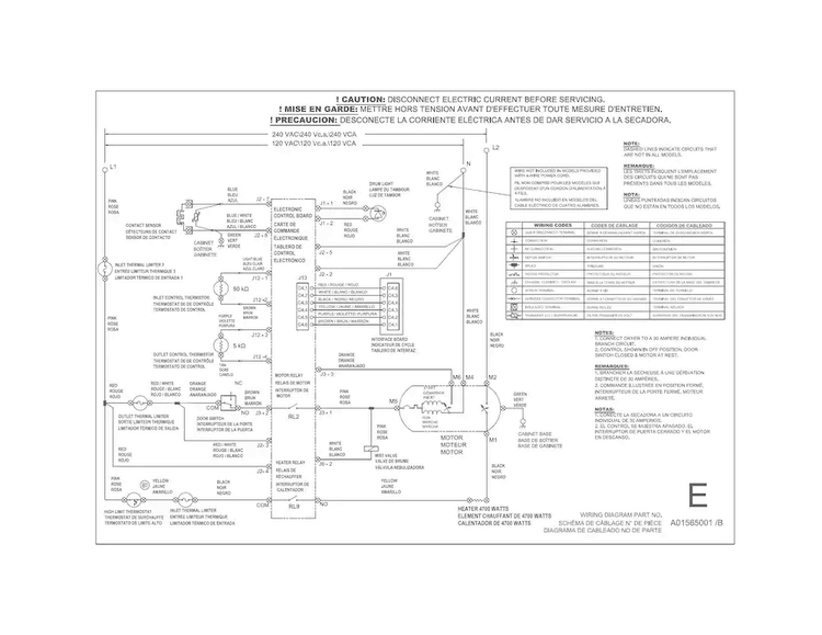 Wiring Diagram Diagram and Parts List for EIMED55IIW3  Electrolux Dryer