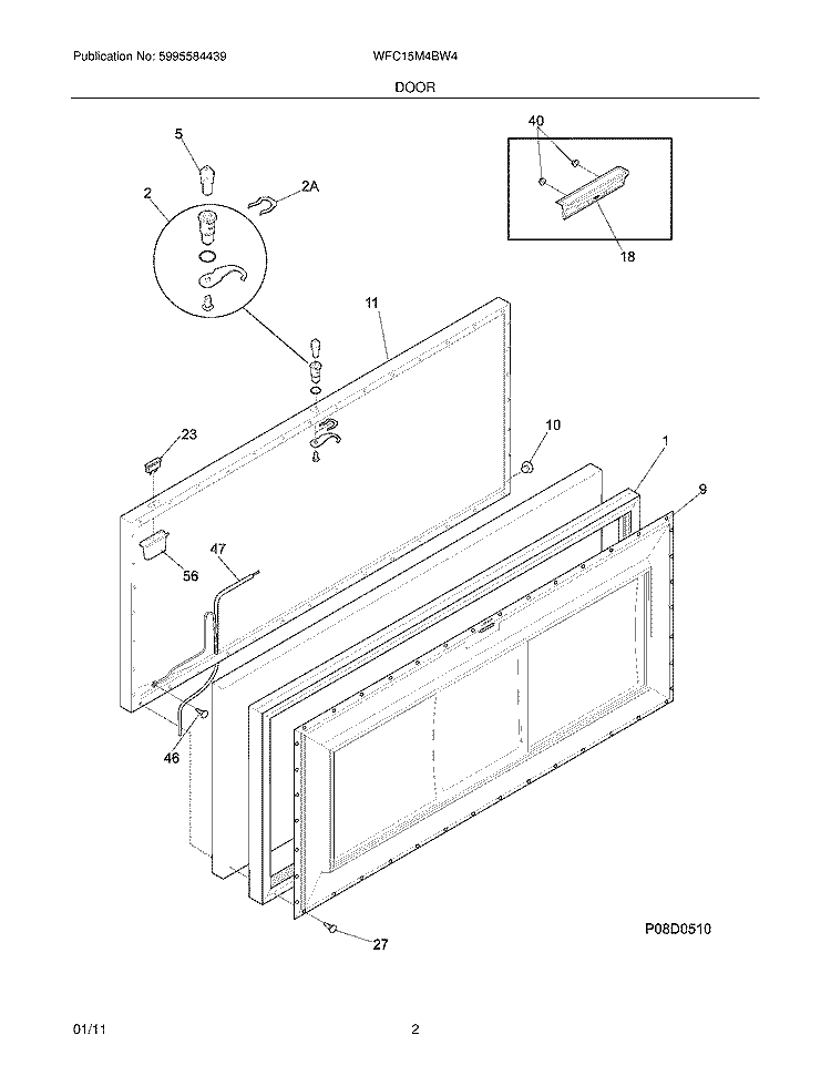 DOOR Diagram and Parts List for WFC15M4BW4  Crosley Freezer
