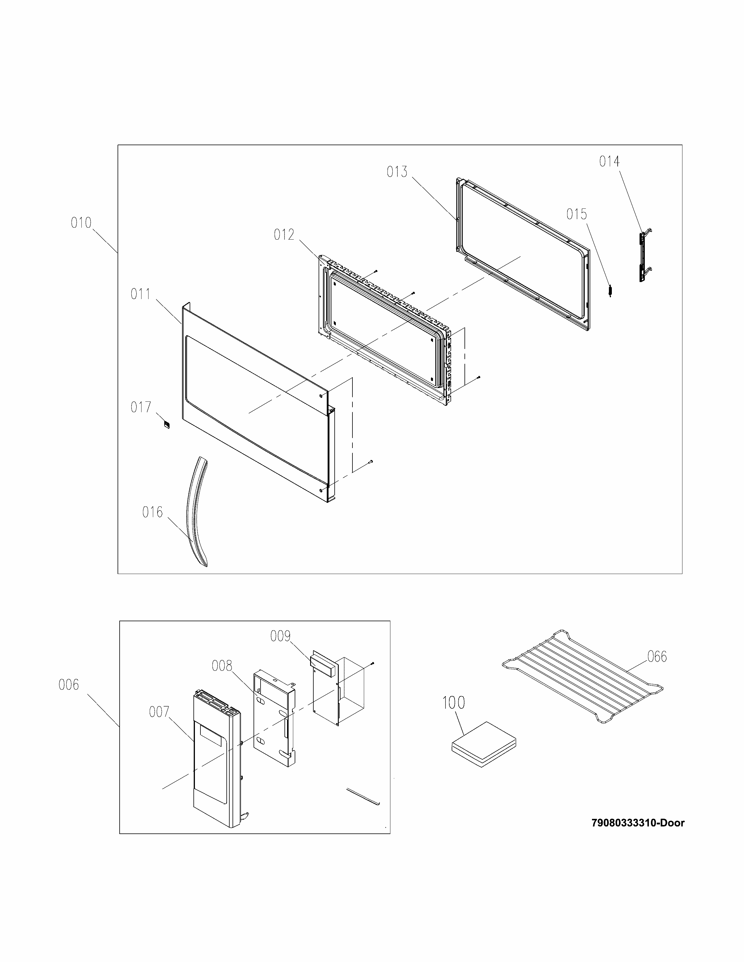 Control Panel,door,miscellaneous Diagram and Parts List for 79080332310  Kenmore Microwave
