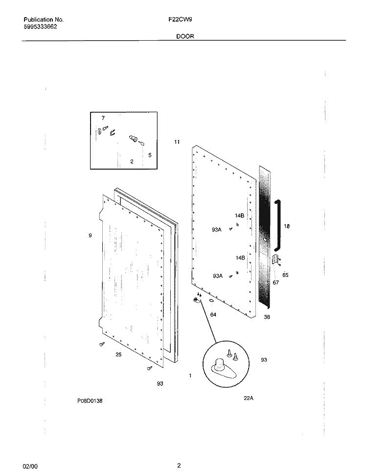 DOOR Diagram and Parts List for F22CW9  Frigidaire Freezer