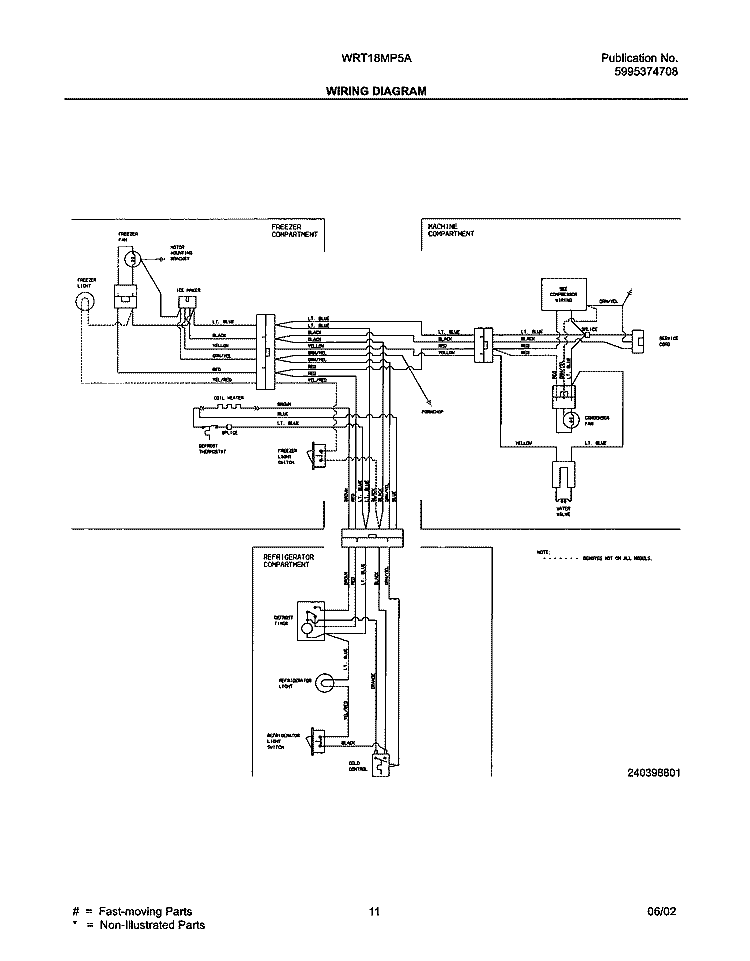 WIRING DIAGRAM Diagram and Parts List for WRT18MP5AQ2  Westinghouse Refrigerator