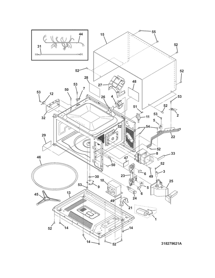Microwave Diagram and Parts List for FPMC2785KFB  Frigidaire Microwave Oven Combo