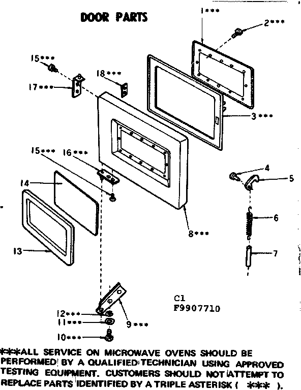 Door Parts Diagram and Parts List for 5649907710  Kenmore Microwave
